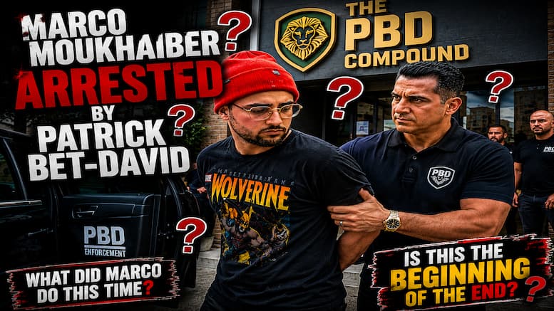 Patrick Bet David might arrest Always Marco Moukhaiber at PBD Podcast Compound